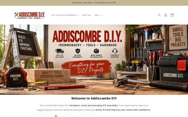 Homepage of addiscombediy.co.uk
