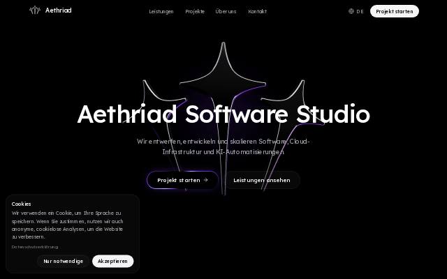 Homepage of aethriad.com
