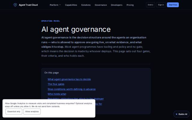 Homepage of agentgovernancecloud.com