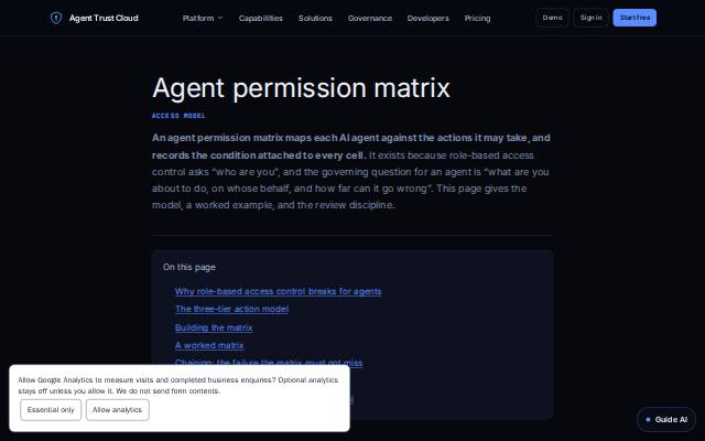Homepage of agentpermissionmatrix.com