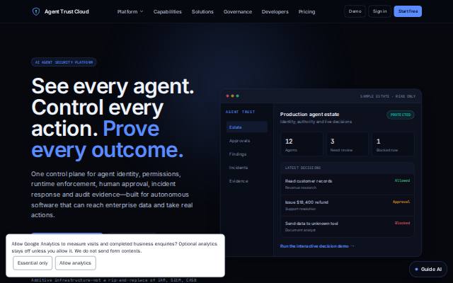 Homepage of aiagentriskregister.com