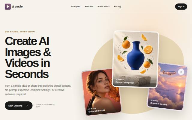 Homepage of aiimagetovideo.xyz