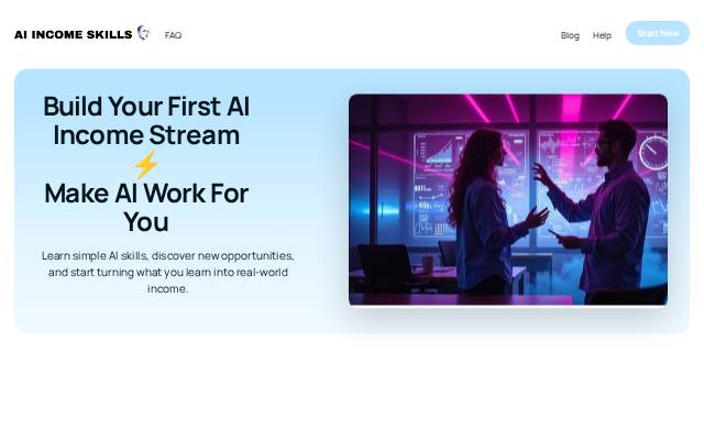 Homepage of aiincomeskills.pro