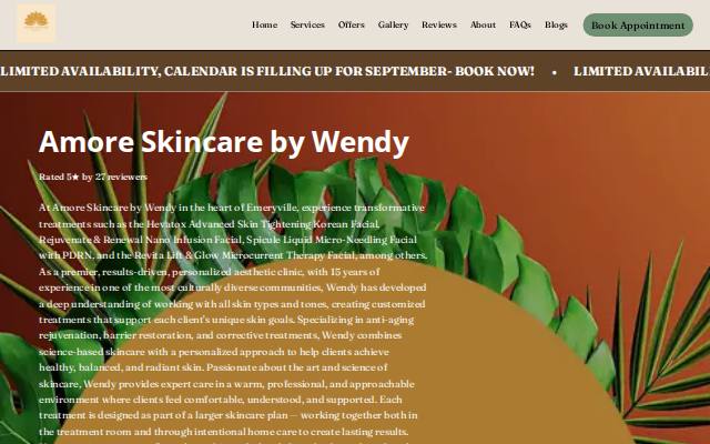 Homepage of amoreskincarebywendy.com