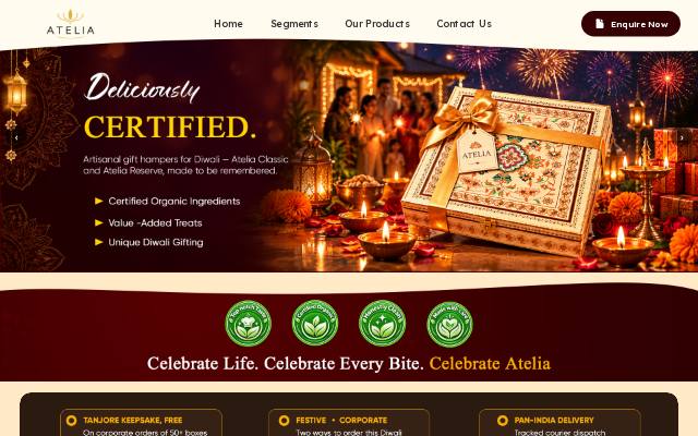 Homepage of atelia.co.in