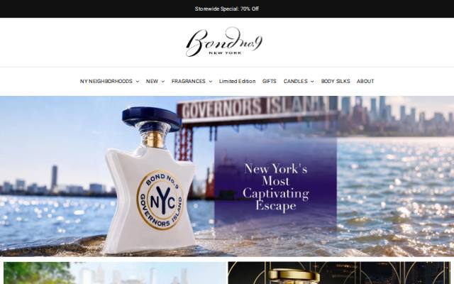 Homepage of bondno9store.com