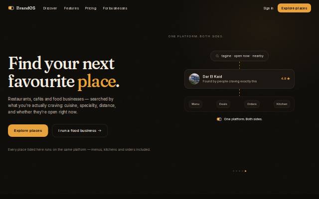 Homepage of brandos.food