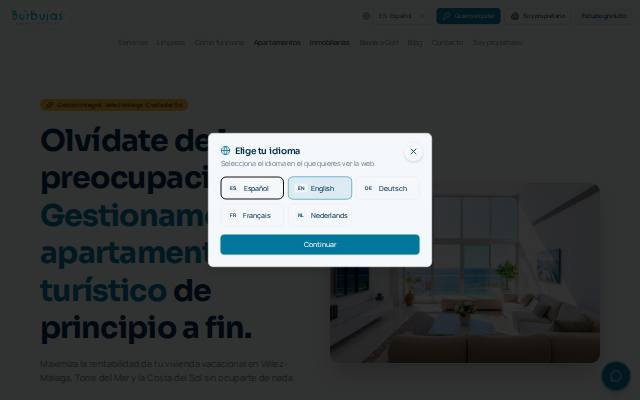 Homepage of burbujasrentals.com