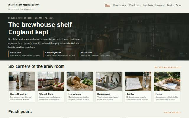 Homepage of burghley-homebrew.com