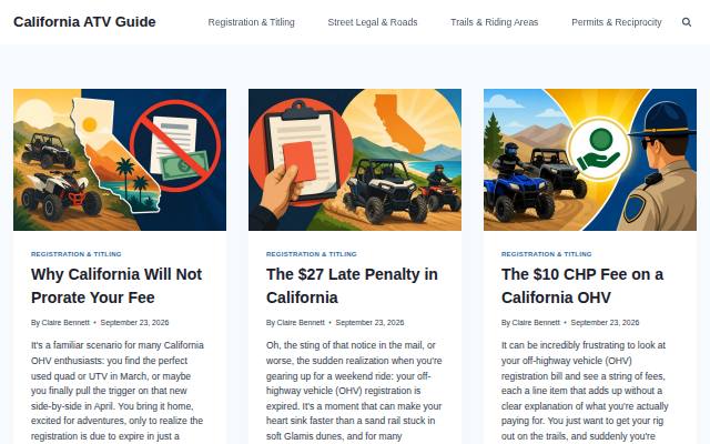 Homepage of californiaatvguide.com