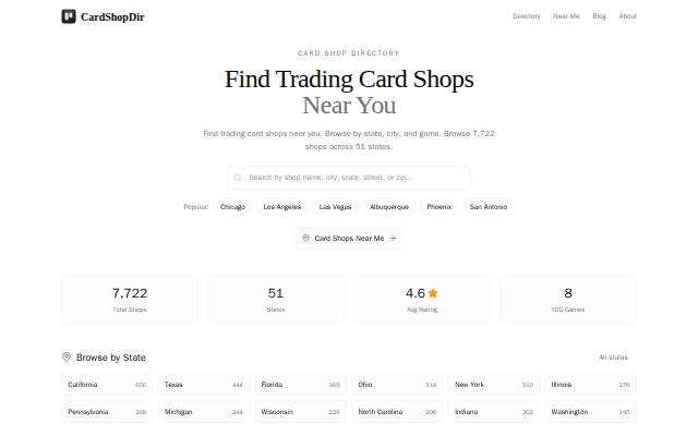 Homepage of cardshopdir.com