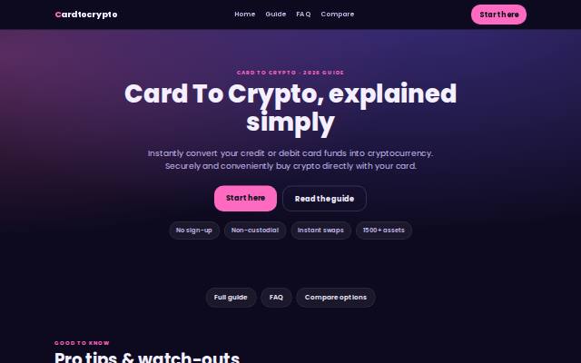 Homepage of cardtocrypto.xyz