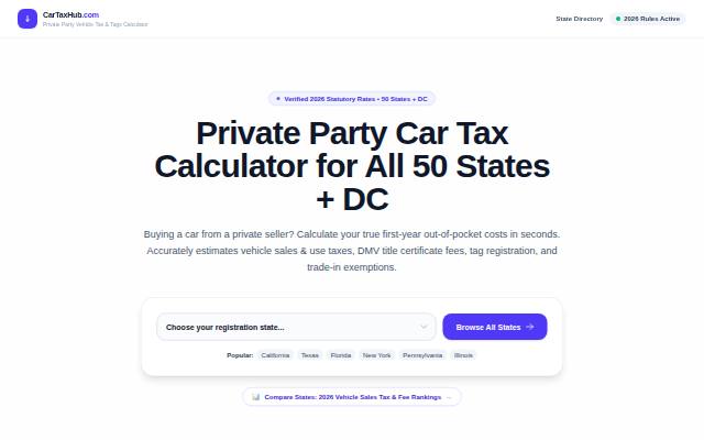 Homepage of cartaxhub.com
