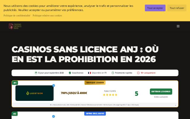 Homepage of casinolicencesinfo.com
