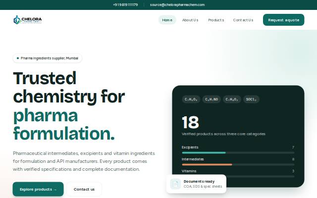Homepage of chelorapharmachem.com