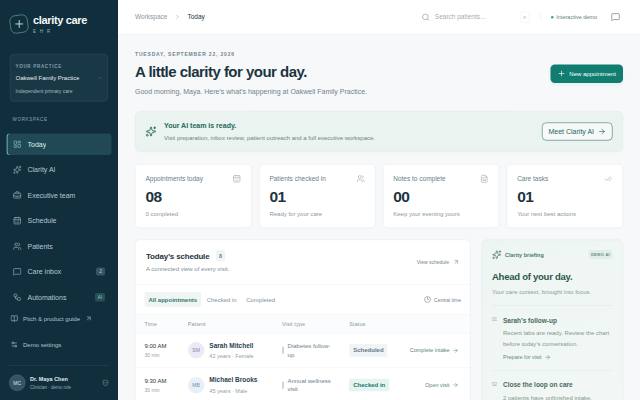 Homepage of claritycaretx.com