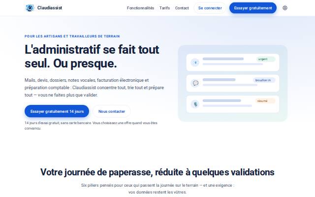 Homepage of claudiassist.com