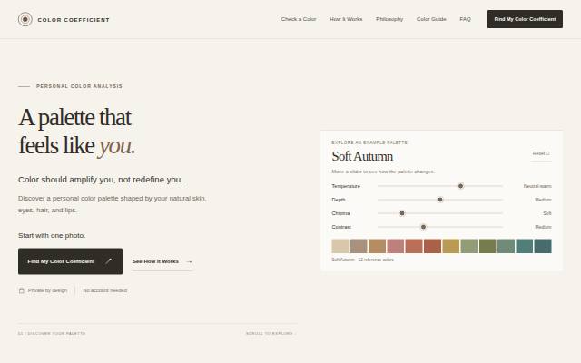 Homepage of colorcoefficient.com