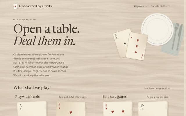 Homepage of connectedbycards.com