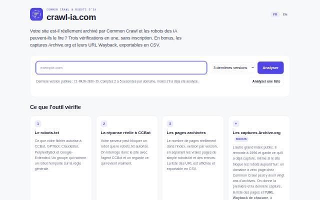Homepage of crawl-ia.com