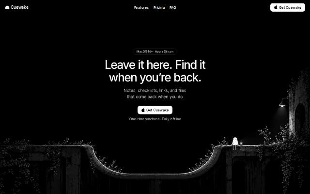 Homepage of cuewake.app