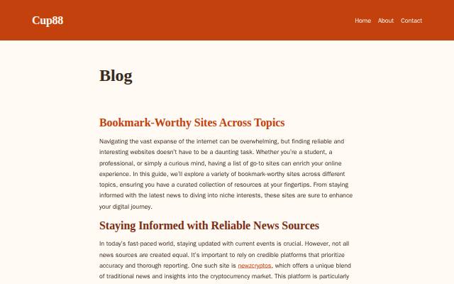 Homepage of cup88.xyz