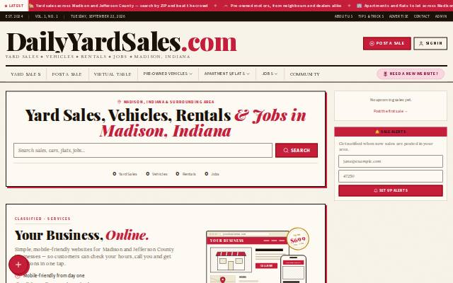 Homepage of dailyyardsales.com