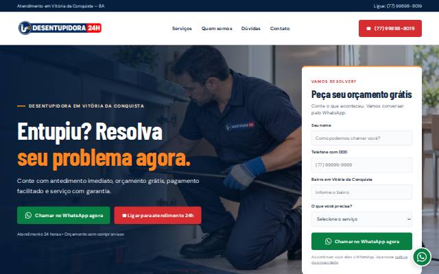 Homepage of desentupidora24hpertodemim.com.br