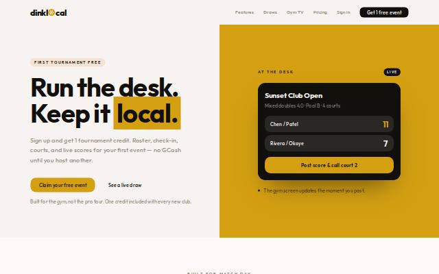 Homepage of dinklocal.app