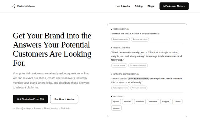 Homepage of distributenow.online