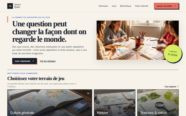 Homepage of docteurquizz.com