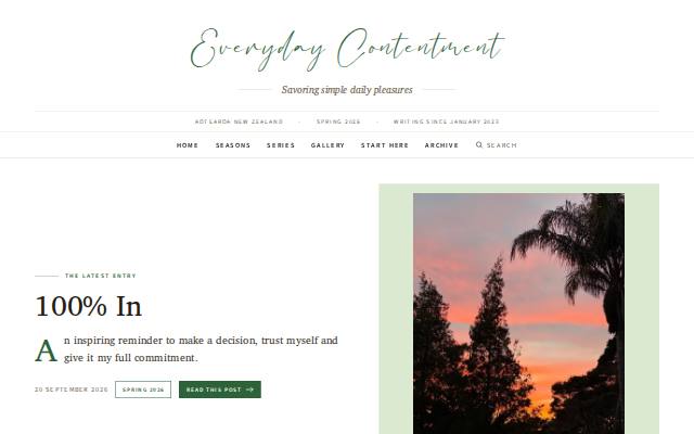 Homepage of everydaycontentment.com