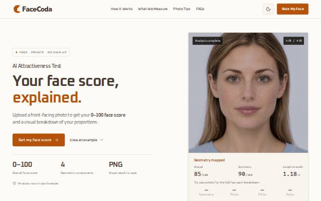 Homepage of facecoda.com
