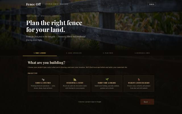 Homepage of fenceoff.app