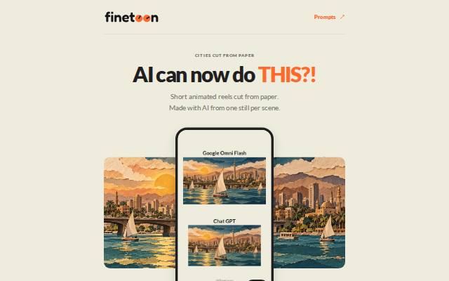 Homepage of finetoon.ai