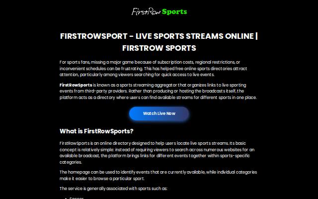 Homepage of firstrowsports.biz