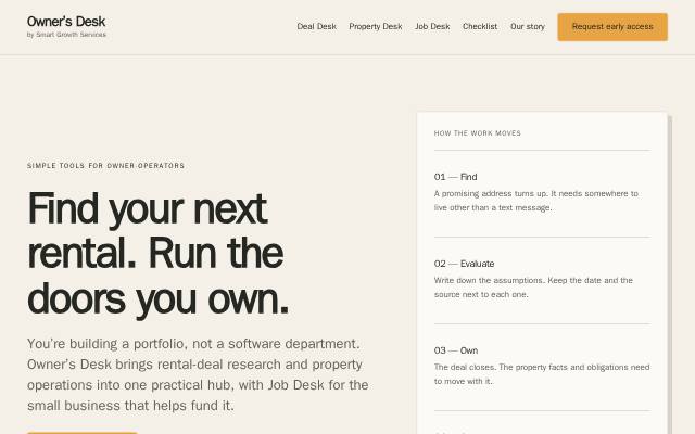 Homepage of getownersdesk.com