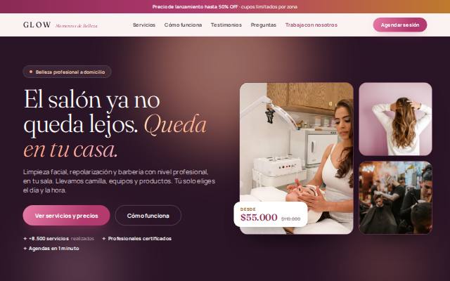 Homepage of glowmomentosdebelleza.com