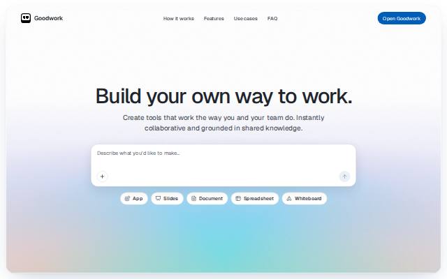 Homepage of goodwork.build