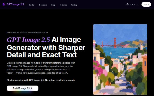 Homepage of gptimage-2-5.com