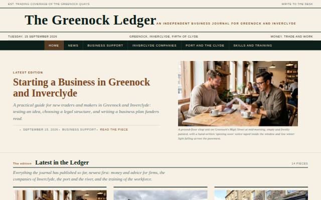Homepage of greenockchamber.co.uk