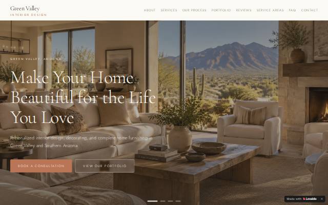Homepage of greenvalleyinteriordesign.com