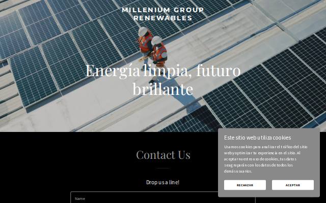 Homepage of grupomilleniumrenovables.com