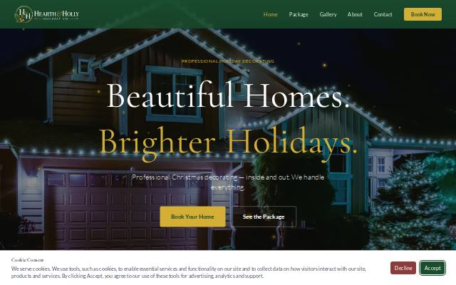 Homepage of hearthhollyholiday.com