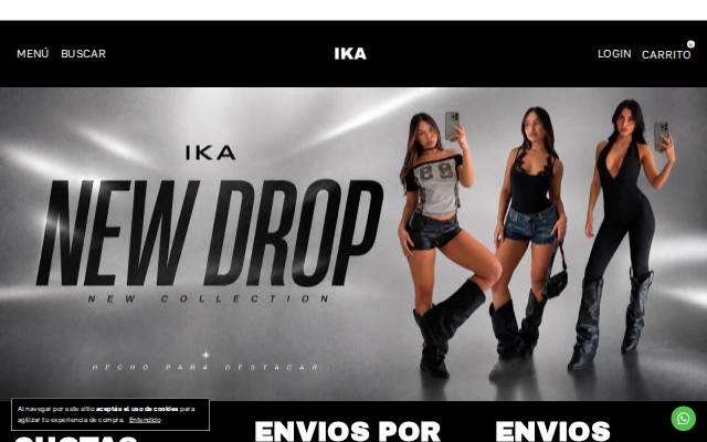 Homepage of ikaindumentaria.com