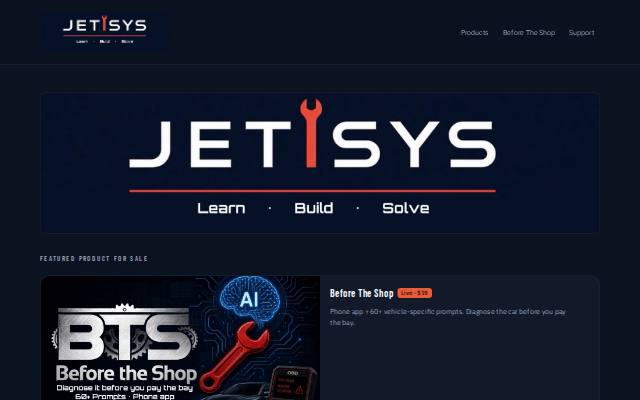 Homepage of jetisys.com