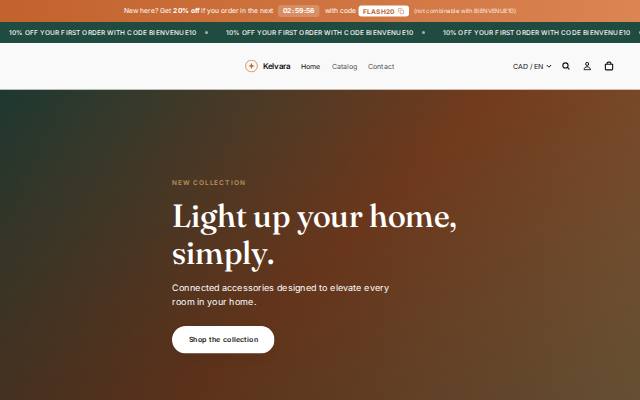 Homepage of kelvarashop.com