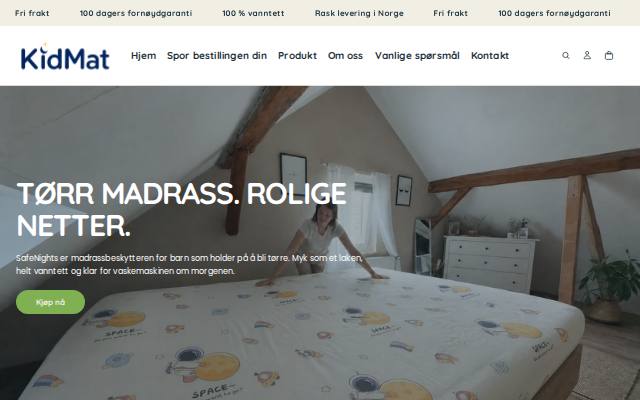 Homepage of kidmat.no