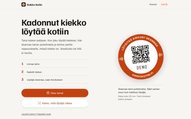 Homepage of kiekkokotiin.fi