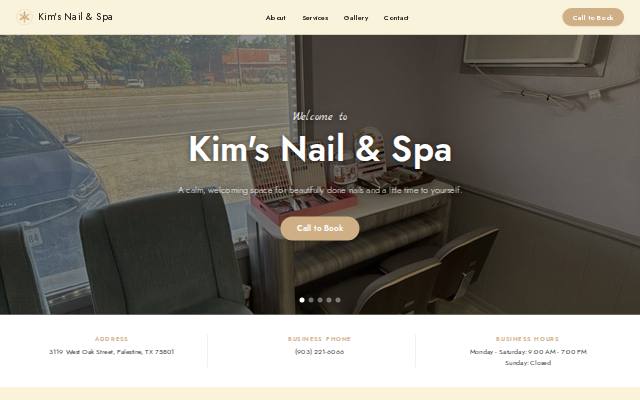 Homepage of kimsnailspapalestinecom.com